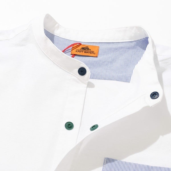 KRIFF MAYER ( クリフメイヤー ) バンドカラー袖リブハッピーシャツ | MENS | 2537000 | 長袖 | シャツ | オシャレ | メンズ | 男性用 | スナップボタン | トップス | インナー | アパレル | 春 | 羽織る | お出かけ | くりふめいやー | カジュアル