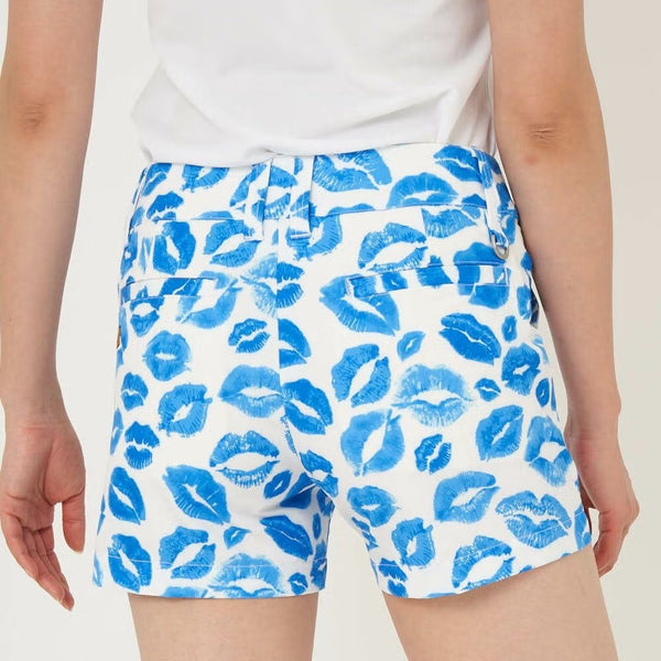 【 SALE 】 LOUDMOUTH ( ラウドマウス ) レディース ショートパンツ | 接触冷感 | ツイル素材 | キッス柄 | ターコイズ | 吸汗速乾 | UV | ゴルフ | ゴルフウェア | ショーパン | 763355 | らうどまうす