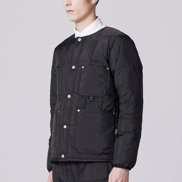 TAION ( タイオン ) ワーク クルーネック ダウンジャケット | アウター | ジャケット | 軽い | コンパクト | 軽量 | アウトドア | キャンプ | レジャー | シンプル | 保温 | 防寒 | 冬 | 定番 | 定番ダウン | TAION-104BWK | たいおん