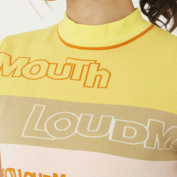 【 SALE 】LOUDMOUTH ( ラウドマウス ) レディース キャップスリーブニット 半袖モックネック | ホワイト | ゴルフ | ゴルフウェア | トップス | オシャレ | 可愛い | 派手 | ポリエステル | 動きやすい | 763651 | らうどまうす