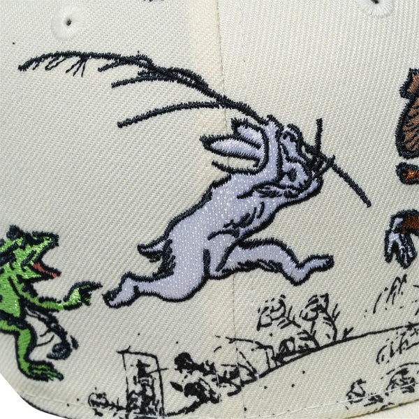 NEW ERA ( ニューエラ ) 59FIFTY 鳥獣戯画 オールオーバー クロームホワイト | 帽子 | キャップ | 日よけ | 兎 | 猿 | 猫 | 蛙 | コラボ | ポリエステル | コットン | お出かけ | オシャレ | 14940846 | にゅーえら