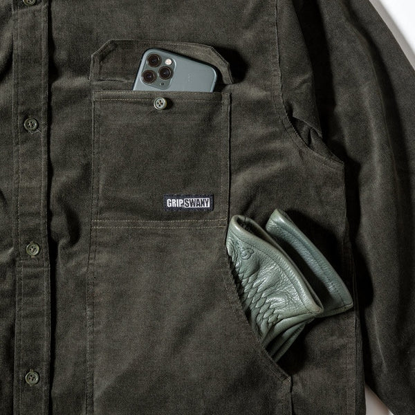 GRIP SWANY ( グリップスワニー ) 【 GSMSH-072 】 CORDUROY STRETCH FIELD SHIRTS | 長袖 | シャツ | シンプル | オシャレ | フィールドシャツ | ポケット | パッチポケット | アウトドア | レジャー | キャンプ | コーデュロイ | ストレッチ | ぐりっぷすわにー