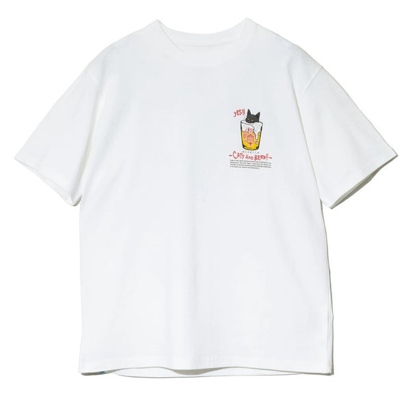 go slow caravan ( ゴースローキャラバン ) RAY綿 猫と麦酒TEE ～ 麦酒風呂2 ～ MENS | メンズ | WOMENS | レディース | シャツ | 半袖 | ウェア | トップス | ドライタッチ | プリントT | Tシャツ | 342611 | カジュアル