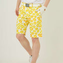 【 SALE 】 LOUDMOUTH ( ラウドマウス ) メンズ ショートパンツ | ツイル素材 | キッス柄 | イエロー | 吸汗速乾 | UV | 接触冷感 | ハーフパンツ | ゴルフ | ウェア | 半ズボン | アウトドア | レジャー | 動きやすい | 763305 | らうどまうす