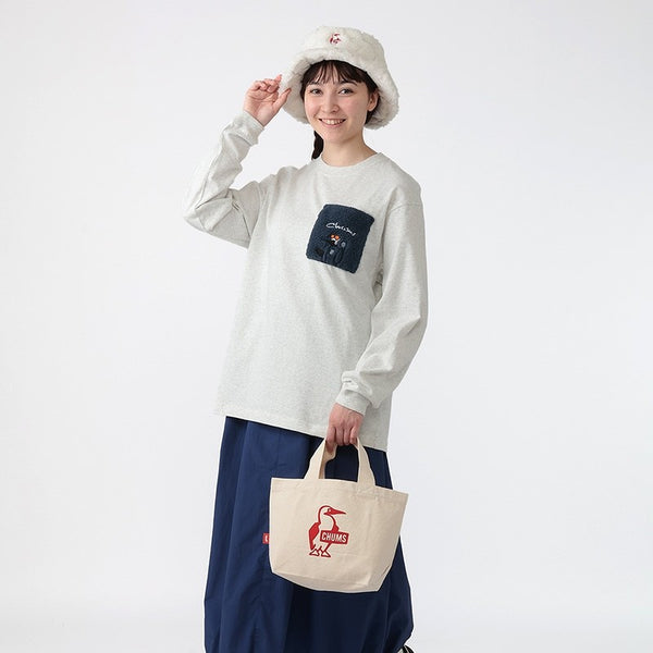 CHUMS ( チャムス ) フラッフィーポケットブラッシュドロングスリーブTシャツ 長袖Tシャツ ロンT 長袖カットソー メンズ レディース ユニセックス トップス ブラッシュド フラッフィー ポケット付き クルーネック カジュアル アウトドア キャンプ 秋冬 CH01-2880