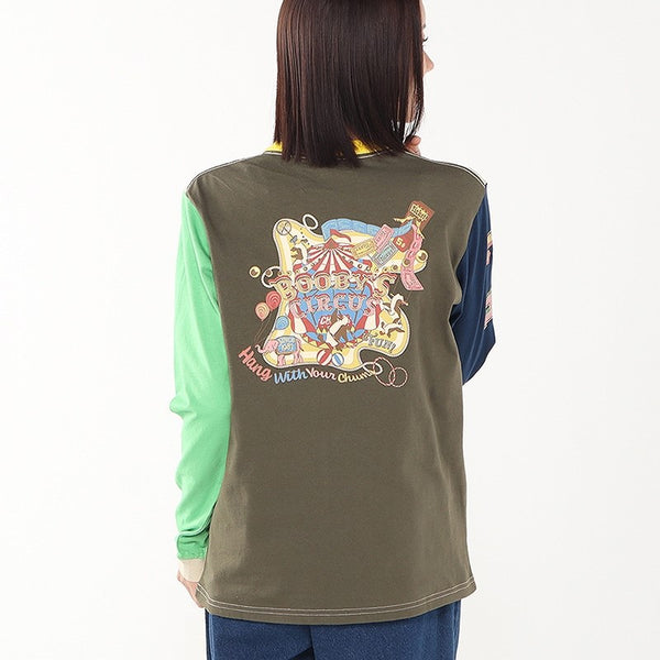 CHUMS ( チャムス ) サーカスロングスリーブTシャツ | ロンT | ロングTシャツ | 長袖 | 長袖シャツ | Tシャツ | 長袖Tシャツ | アパレル | トップス | ウェア | サーカス柄 | コットン | 型くずれしにくい | アウトドア | お出かけ | キャンプ | ちゃむす | CH01-2729