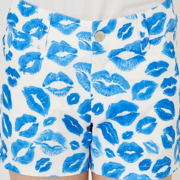 【 SALE 】 LOUDMOUTH ( ラウドマウス ) レディース ショートパンツ | 接触冷感 | ツイル素材 | キッス柄 | ターコイズ | 吸汗速乾 | UV | ゴルフ | ゴルフウェア | ショーパン | 763355 | らうどまうす