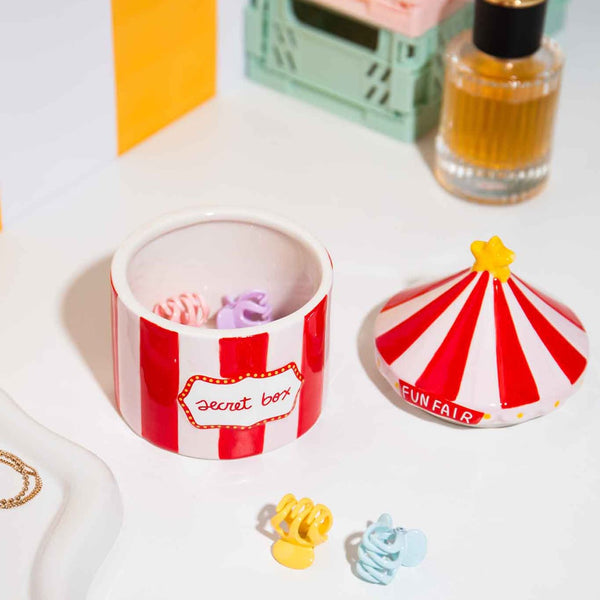 DETAIL ( ディテール ) Fun Fair Storage Box DOIY ファンフェア ストレージ ボックス | サーカステントモチーフ | 収納 | ボックス | ポップ | 可愛い | プレゼント | ギフト | H0160 | アクセサリー入れ | ストライプ | でぃてーる | 陶器