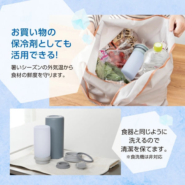 Peacock ( ピーコック ) アイスパック ラージ 携帯氷のう 氷嚢 水筒型 保冷 熱中症対策グッズ ビッグサイズ シリコーン製 氷のう 魔法瓶構造 冷たさキープ 真空断熱 ネッククーラー 500ml 缶ホルダー ABB-L30 ホワイト ブルーグレー