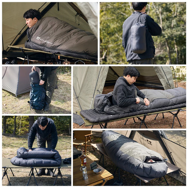 WAQ ( ワック ) ダウンスリーピングバッグ | -30℃対応 | FP650 | 軽量 | コンパクト | シュラフ | 寝袋 | ダウン | 暖かい | 冬キャンプ | マミー型 | ブラック | アウトドア | キャンプ | 車中泊