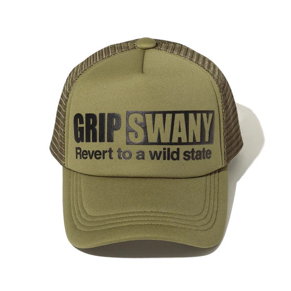 GRIP SWANY ( グリップスワニー ) 【 GSUA-160 】 BOX LOGO TRUCKER CAP | 帽子 | キャップ | 日よけ | アウトドア | キャンプ | サイズ調整 | レジャー | UVカット | 紫外線対策 | お出かけ | メッシュ | 涼しい | ぐりっぷすわにー