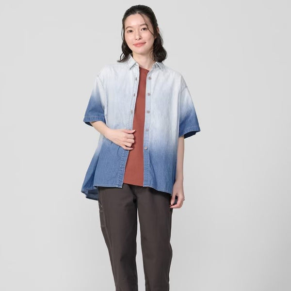 KRIFF MAYER ( クリフメイヤー ) グラデーションライトオンスデニムシャツ | LADYS | W2554000 | レディース | 軽い | 軽量 | 着やせ効果 | 春夏 | 半袖 | カジュアル | 古着風 | オシャレ | 薄手 | くりふめいやー