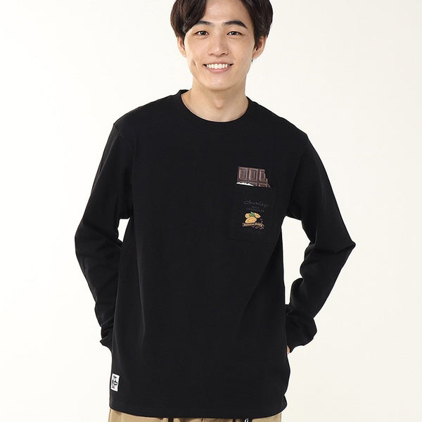 CHUMS ( チャムス ) ホットチョコレートポケットブラッシュドロングスリーブTシャツ | ロンT | ロングTシャツ | 長袖 | ウェア | トップス | 長袖シャツ | バックプリント | ゆとり | コットン100％ | CH01-2659 | ちゃむす