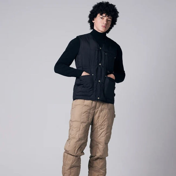 TAION ( タイオン ) ワーク Vネックボタン ダウンベスト | ベスト | 軽い | インナー | ダウン | 軽量 | 暖かい | 防寒 | 秋 | 冬 | シンプル | ブラック | ダークチャコール | TAION-001BWK | アウトドア | キャンプ | レジャー | たいおん