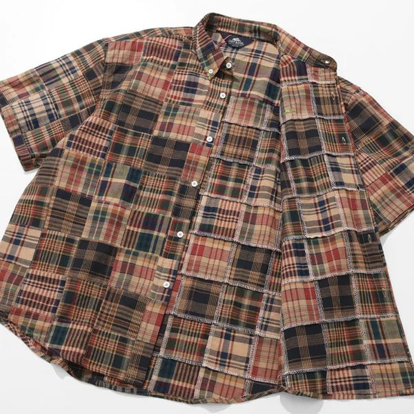 KRIFF MAYER ( クリフメイヤー ) パッチワーク半袖シャツ | MENS | 2553100 | メンズ | 半袖 | カジュアルシャツ | BBQ | フェス | オシャレ | 夏シャツ | トップス | 大人カジュアル | ゆったり | 春夏 | くりふめいやー