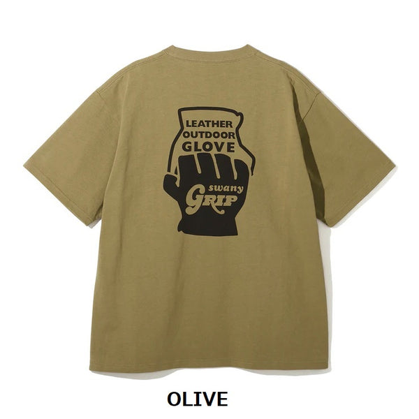 GRIP SWANY ( グリップスワニー ) 【 GSMCT-117 】 GLOVE LOGO TEE | 半袖 | シャツ | Tシャツ | アパレル | コットン100% | バックプリント | オシャレ | アウトドア | お出かけ | キャンプ | レジャー | ぐりっぷすわにー