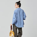 KRIFF MAYER ( クリフメイヤー ) カットオフバンドカラーデニムシャツ | LADYS | W2535118 | レディース | シャツ | 長袖 | 綿100% | デニム | 着回し | お出かけ | ウェア | デニムシャツ | くりふめいやー | 春服 | カジュアル