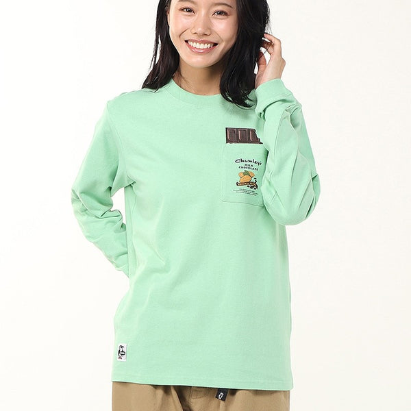 CHUMS ( チャムス ) ホットチョコレートポケットブラッシュドロングスリーブTシャツ | ロンT | ロングTシャツ | 長袖 | ウェア | トップス | 長袖シャツ | バックプリント | ゆとり | コットン100％ | CH01-2659 | ちゃむす