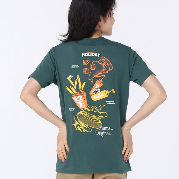 CHUMS ( チャムス ) アンチバグファストフードポケットTシャツ | 半袖 | Tシャツ | 半袖Tシャツ | アパレル | バックプリント | プリントT | オシャレ | 可愛い | 夏服 | お出かけ | レジャー | アウトドア | CH01-2715 | ちゃむす | 虫よけ加工 | ファストフード