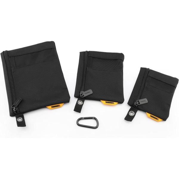 TOUGHBUILT ( タフビルト ) ファスナーバッグ 3Pack 3個セット 収納ケース 工具ケース ツールバッグ 工具入れ 小物入れ ポーチ ジッパーバッグ 収納ポーチ DIY パーツ収納 アクセサリー収納 カラビナ付き 持ち運び アウトドア キャンプ用品 TB-193E