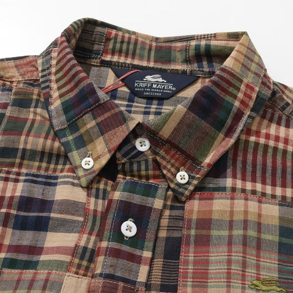 KRIFF MAYER ( クリフメイヤー ) パッチワーク半袖シャツ | MENS | 2553100 | メンズ | 半袖 | カジュアルシャツ | BBQ | フェス | オシャレ | 夏シャツ | トップス | 大人カジュアル | ゆったり | 春夏 | くりふめいやー