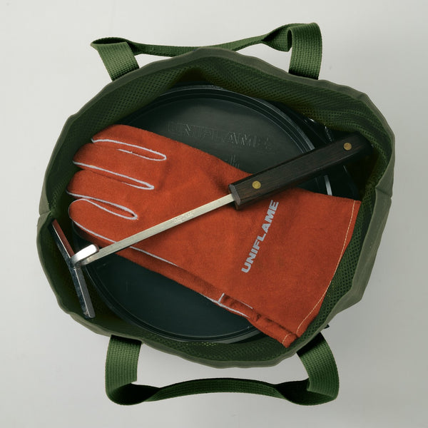 UNIFLAME ( ユニフレーム ) 焚き火鍋26cmケース | 18cmケース | トートバッグ | モスグリーン | アウトドア | キャンプ | 持ち運び | ギアケース | 巾着 | 帆布 | ゆにふれーむ | 659953 | 659946
