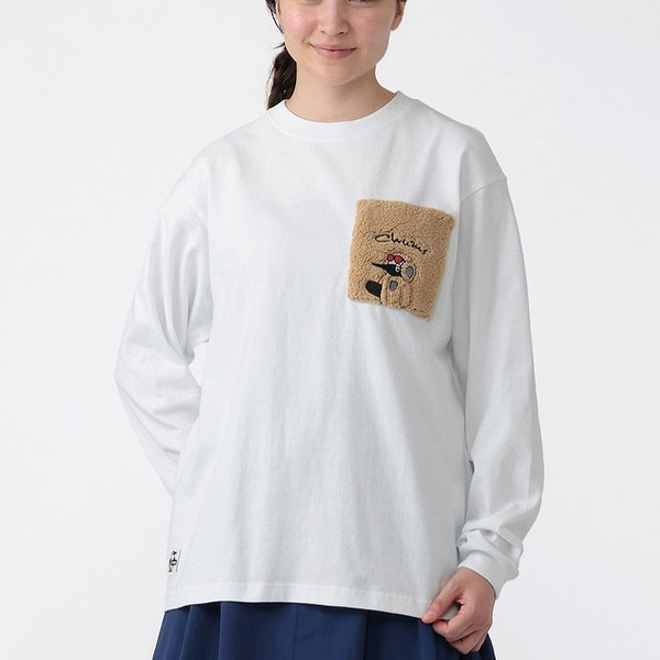 CHUMS ( チャムス ) フラッフィーポケットブラッシュドロングスリーブTシャツ 長袖Tシャツ ロンT 長袖カットソー メンズ レディース ユニセックス トップス ブラッシュド フラッフィー ポケット付き クルーネック カジュアル アウトドア キャンプ 秋冬 CH01-2880