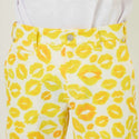 【 SALE 】 LOUDMOUTH ( ラウドマウス ) メンズ ショートパンツ | ツイル素材 | キッス柄 | イエロー | 吸汗速乾 | UV | 接触冷感 | ハーフパンツ | ゴルフ | ウェア | 半ズボン | アウトドア | レジャー | 動きやすい | 763305 | らうどまうす