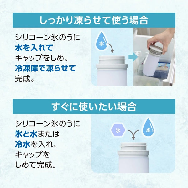 Peacock ( ピーコック ) アイスパック ラージ 携帯氷のう 氷嚢 水筒型 保冷 熱中症対策グッズ ビッグサイズ シリコーン製 氷のう 魔法瓶構造 冷たさキープ 真空断熱 ネッククーラー 500ml 缶ホルダー ABB-L30 ホワイト ブルーグレー