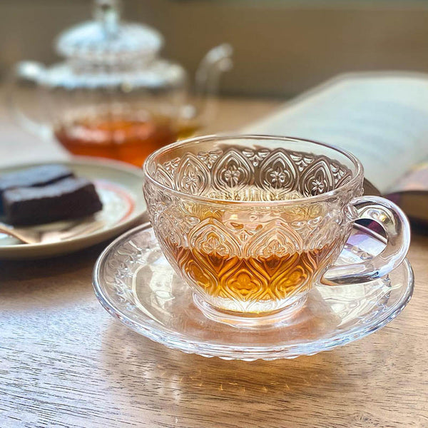 DLT GLASS CUP & SAUCER "FIORE"