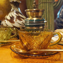 DLT GLASS CUP & SAUCER "FIORE"