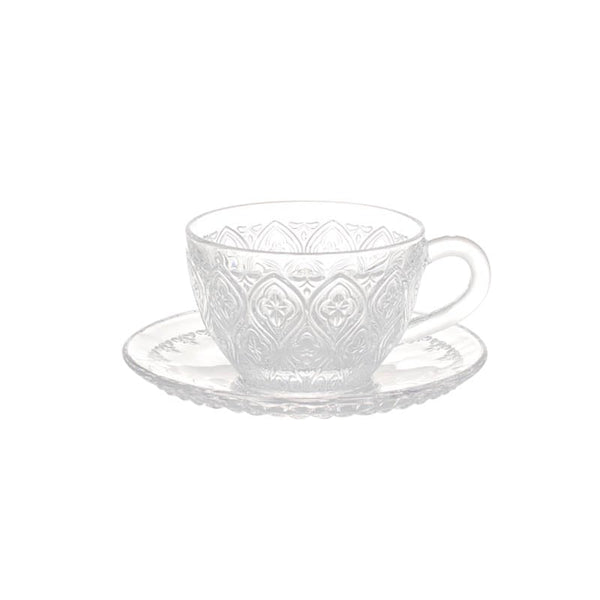 DLT GLASS CUP & SAUCER "FIORE"