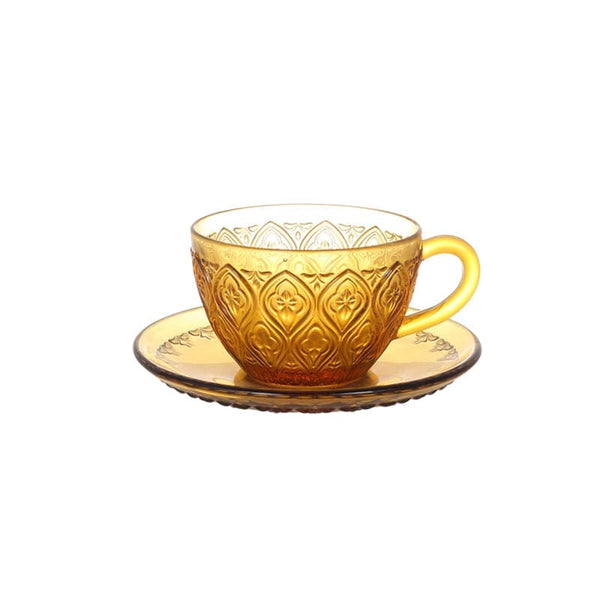 DLT GLASS CUP & SAUCER "FIORE"