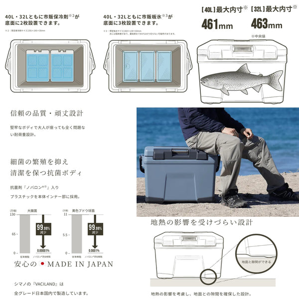 SHIMANO ( シマノ ) VACILAND EL 40リットル | 32リットル | モカ | クーラーボックス | ハードクーラー | 釣り | アウトドア | キャンプ | クーラー | ヴァシランド