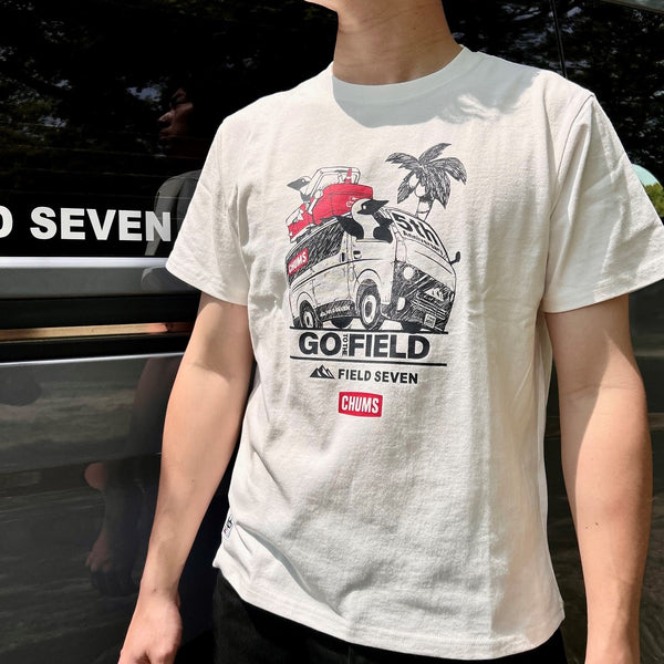 CHUMS × FIELD SEVEN 5th Anniversary Tシャツ | ホワイト | ブラック | 白色 | 黒色 | 半袖 | 半袖シャツ | コラボ | チャムス | ちゃむす | フィールドセブン | 夏服 | アパレル | 吸水 | 通気性 | 綿100% | 快適