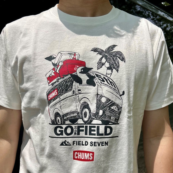 CHUMS × FIELD SEVEN 5th Anniversary Tシャツ | ホワイト | ブラック | 白色 | 黒色 | 半袖 | 半袖シャツ | コラボ | チャムス | ちゃむす | フィールドセブン | 夏服 | アパレル | 吸水 | 通気性 | 綿100% | 快適