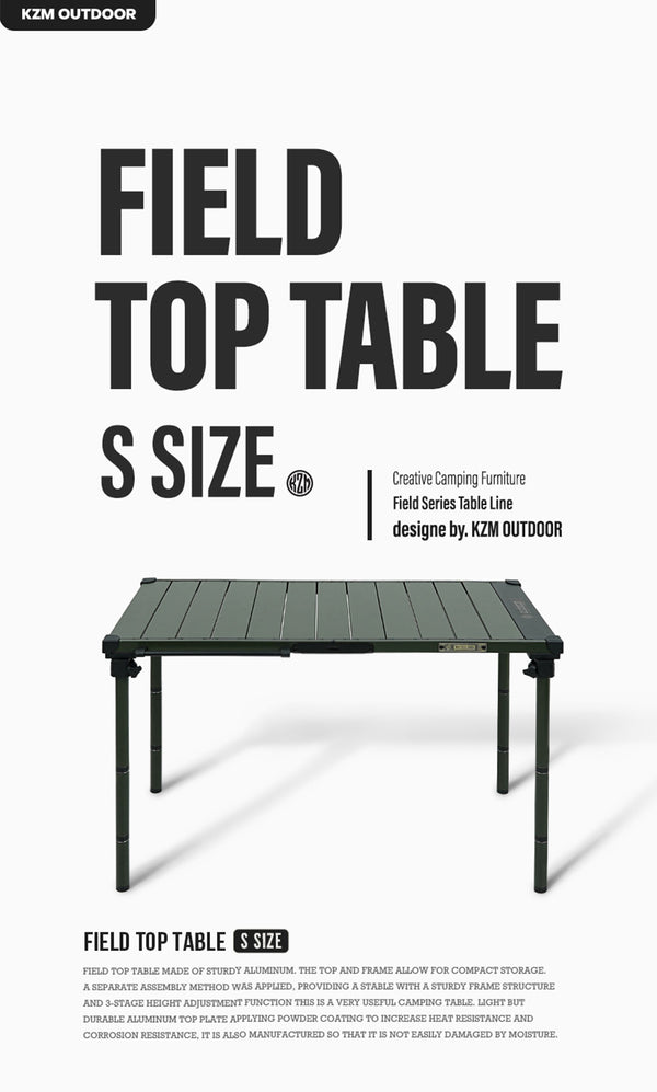 KZM OUTDOOR（カズミ アウトドア） フィールドトップテーブル Sサイズ 折りたたみ 3段階 コンパクト 収納 アウトドア キャンプ 収納袋 K23T3U02