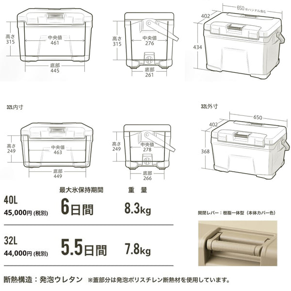 SHIMANO ( シマノ ) VACILAND VL | 32リットル | 40リットル | NX-432W | NX-440W | クーラー | クーラーボックス | ハードクーラー | 花見 | キャンプ | アウトドア | 運動会 | レジャー | 釣り | 日本製 | 水抜き | ヴァシランド
