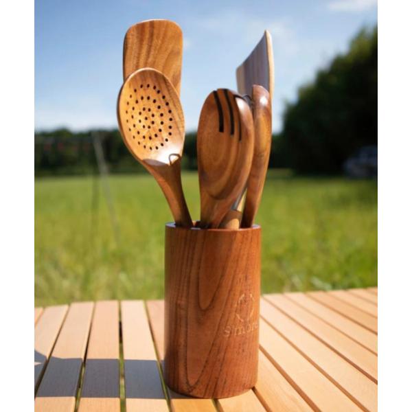 S`more ( スモア ) Kithen tools 7set キッチンツール7点セット 木製 | フライ返し | ヘラ | スプーン | フォーク | カトラリー | 穴じゃくし | 泡立て器 | 収納スタンド | すもあ | アウトドア | キャンプ | キッチン用品 | プレゼント | ギフト