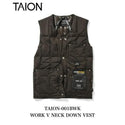 TAION ( タイオン ) ワーク Vネックボタン ダウンベスト | ベスト | 軽い | インナー | ダウン | 軽量 | 暖かい | 防寒 | 秋 | 冬 | シンプル | ブラック | ダークチャコール | TAION-001BWK | アウトドア | キャンプ | レジャー | たいおん