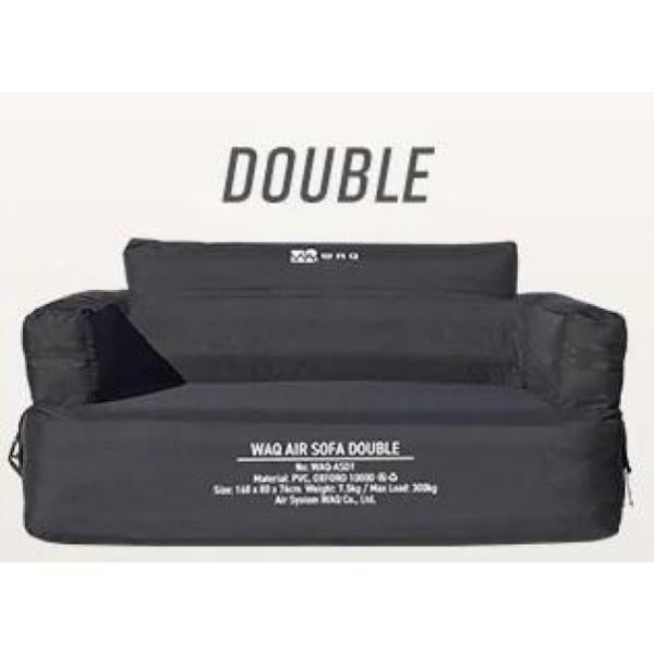 WAQ ( ワック ) AIR SOFA ダブル | エアソファ | 2人掛け | 電動ポンプ付 | ソファ | ゆったり | ワイド | リラックス | コンパクト | 寝転ぶ | くつろぐ | 耐久 | 防水 | アウトドア | キャンプ | 簡単 | わっく | ブラック | コヨーテ