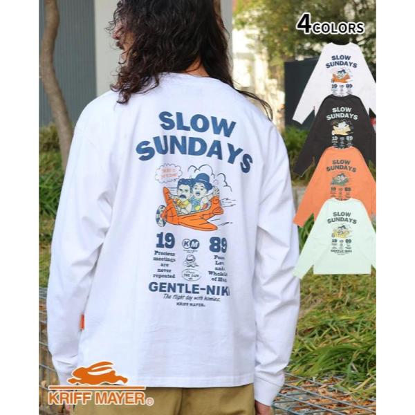 KRIFF MAYER ( クリフメイヤー ) ジェントルニキロンT ( 飛行機 ) 2536306 | ロンT | 長袖 | 長袖Tシャツ | 春 | バックプリント | 綿100% | Tシャツ | お出かけ | ユニセックス | くりふめいやー | オシャレ | カジュアル