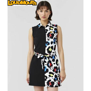 【 SALE 】 LOUDMOUTH ( ラウドマウス ) レディース ワンピース プレミアムカノコ素材 切替 ネオンレオパード | 吸汗速乾 | UV | ゴルフ | ゴルフウェア | 可愛い | 763666 | らうどまうす