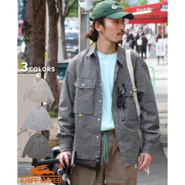 KRIFF MAYER ( クリフメイヤー ) シアサッカーチェックドアシャツ | MENS | 2535103 | メンズ | 長袖 | 長袖シャツ | カジュアル | オシャレ | 春服 | アパレル | チェック | ゆったり | 綿100％ | くりふめいやー
