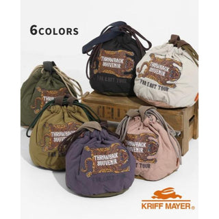 KRIFF MAYER ( クリフメイヤー ) スーベニア刺繍巾着BAG | バッグ | MENS | メンズ | LADYS | レディース | ユニセックス | 巾着バック | 2515117 | 肩掛け | 手持ち | ハンドバッグ | ショルダーバッグ | お出かけ | オシャレ | くりふめいやー