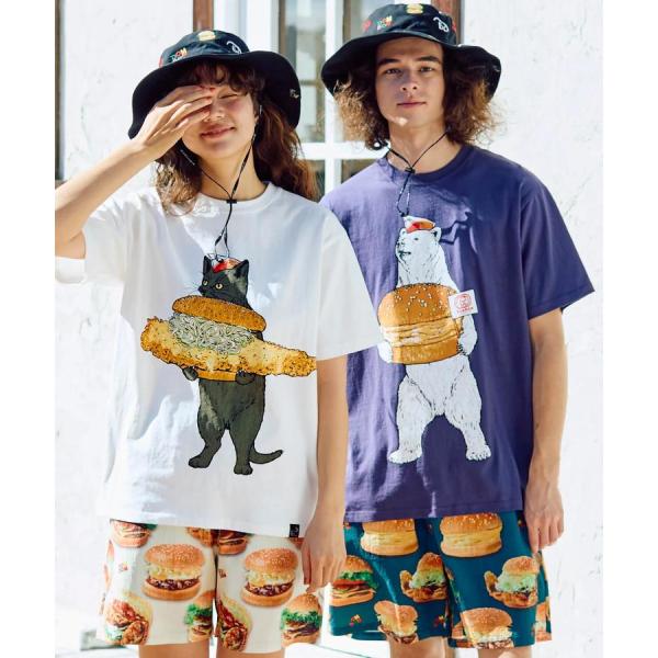 go slow caravan ( ゴースローキャラバン ) 【 DOMDOM×GSC 】 びたびたバターフィッシュ猫TEE MENS | メンズ | トップス | ドムドムハンバーガー | コラボ | シャツ | Tシャツ | ホワイト | 341962 | カジュアル | 夏服