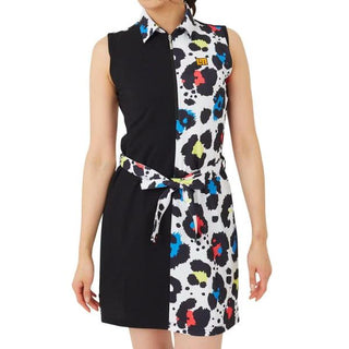 【 SALE 】 LOUDMOUTH ( ラウドマウス ) レディース ワンピース プレミアムカノコ素材 切替 ネオンレオパード | 吸汗速乾 | UV | ゴルフ | ゴルフウェア | 可愛い | 763666 | らうどまうす