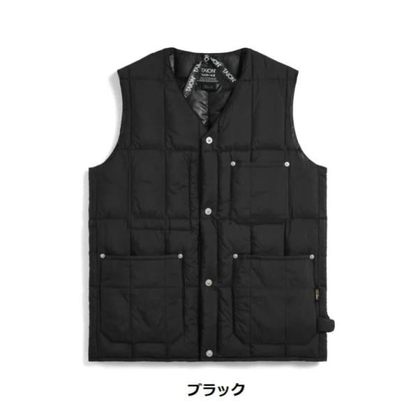 TAION ( タイオン ) ワーク Vネックボタン ダウンベスト | ベスト | 軽い | インナー | ダウン | 軽量 | 暖かい | 防寒 | 秋 | 冬 | シンプル | ブラック | ダークチャコール | TAION-001BWK | アウトドア | キャンプ | レジャー | たいおん