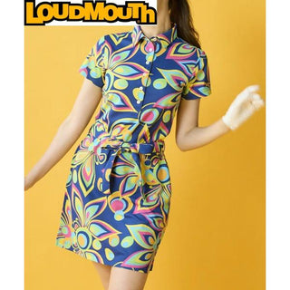 【 SALE 】 LOUDMOUTH ( ラウドマウス ) レディース ワンピース プレミアムカノコ素材 | シャガデリックブルー  | 吸汗速乾 | UV | 接触冷感 | ゴルフ | ゴルフウェア | 夏 | 涼しい | 派手 | 763658 | らうどまうす