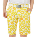 【 SALE 】 LOUDMOUTH ( ラウドマウス ) メンズ ショートパンツ | ツイル素材 | キッス柄 | イエロー | 吸汗速乾 | UV | 接触冷感 | ハーフパンツ | ゴルフ | ウェア | 半ズボン | アウトドア | レジャー | 動きやすい | 763305 | らうどまうす